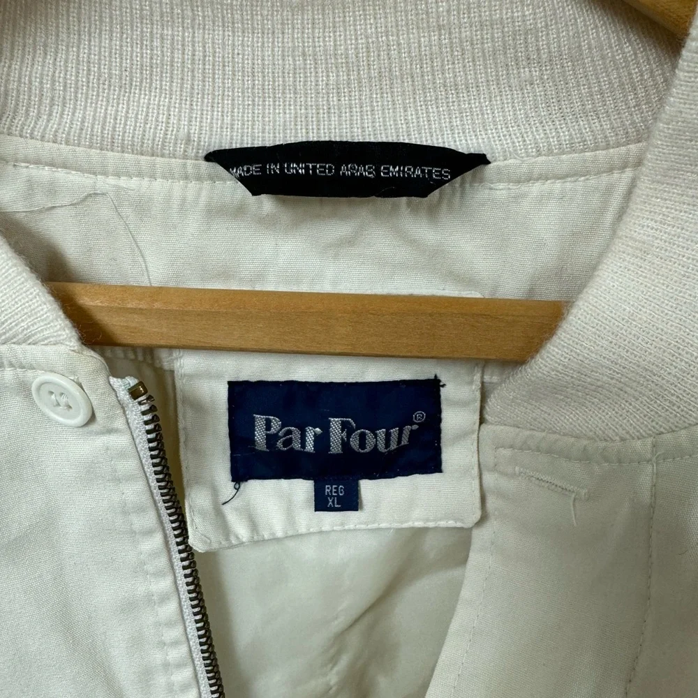 Vintage Par Four Ivory Button/Zip Cotton Blend Long Sleeve Jacket‎ Adult Size XL